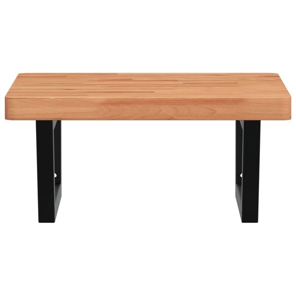 vidaXL Badkamer wandschap staal en massief beukenhout