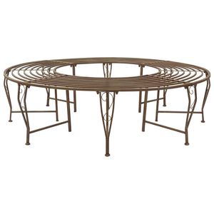 vidaXL Boom bank 8-Aantal zitplaatsen &Oslash; 160 x 44 cm Staal Antiek Bruin