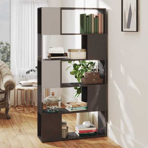 vidaXL Boekenkast/kamerscherm 80x24x155cm bewerkt hout hoogglans grijs