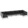 vidaXL 7-delige Loungeset met kussens poly rattan donkergrijs