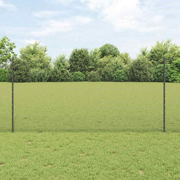 vidaXL Hek met Paal Grijs 1,2 x 50 m Staal en PVC