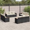 vidaXL 12-delige Loungeset met kussens poly rattan zwart