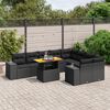 vidaXL 10-delige Loungeset met kussens poly rattan zwart