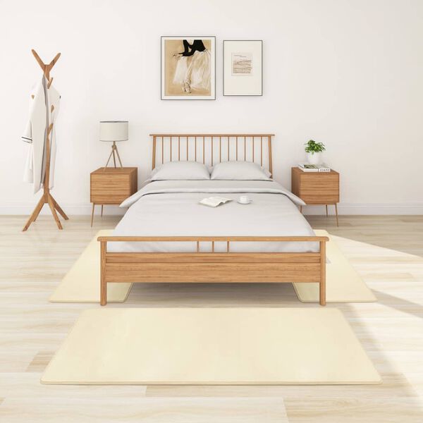 vidaXL Bedtapijten shaggy hoogpolig 3 st cr&egrave;mekleurig