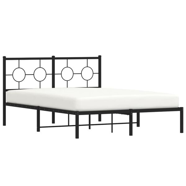 vidaXL Bedframe met hoofdbord metaal zwart 140x190 cm