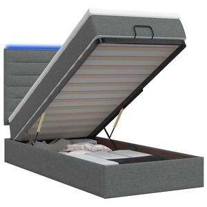 vidaXL Ottoman Bed met Matrassen en LED Donkergrijs 80 x 200 cm Stof