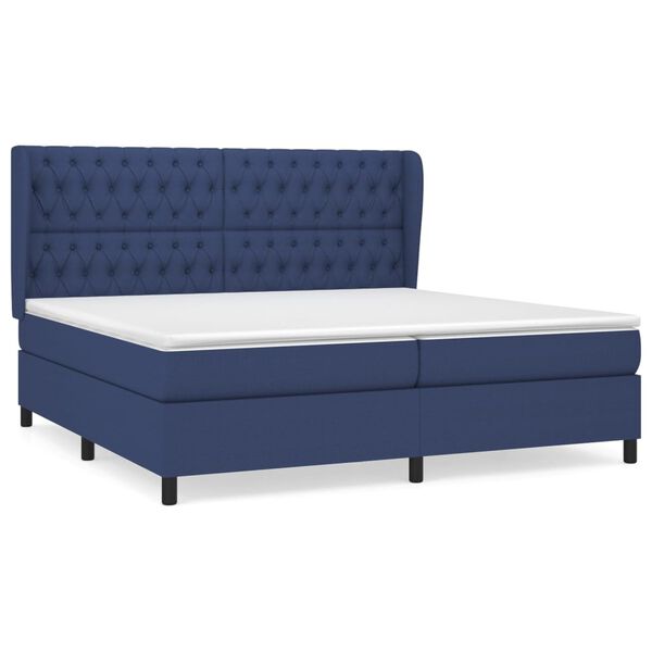 vidaXL Boxspring met matras stof blauw 200x200 cm