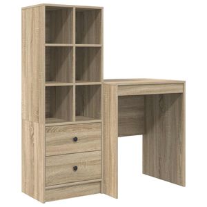 vidaXL Bureau met lade met plank met opslag 2 pcs Sonoma Eiken