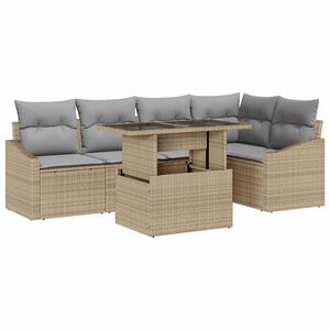 vidaXL Tuin Sofa Set 6 st Beige en Licht Grijs poly rattan