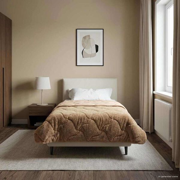 vidaXL Zomer Dekbed Taupe 155 x 200 cm Microfiber en Teddy fleece