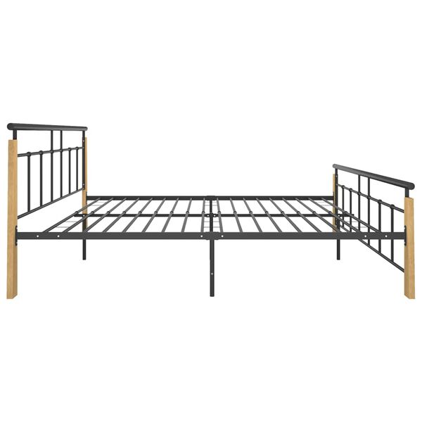 vidaXL Bedframe metaal en massief eikenhout 180x200 cm