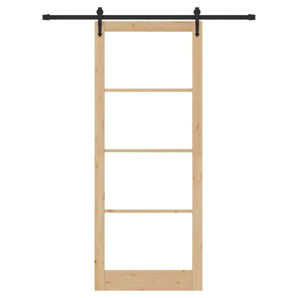 vidaXL Schuifdeur Naturel 83 x 232 cm Massief grenenhout en glas