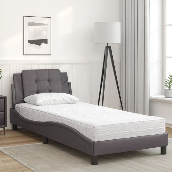 vidaXL Bedframe zonder matras "Zadar" kunstleer grijs 100x200 cm