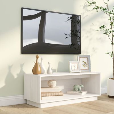 vidaXL Tv-meubel 90x35x35 cm massief grenenhout wit