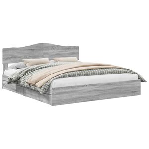 vidaXL Opslag bed met lade Grijs Sonoma 200 x 200 cm Bewerkt hout