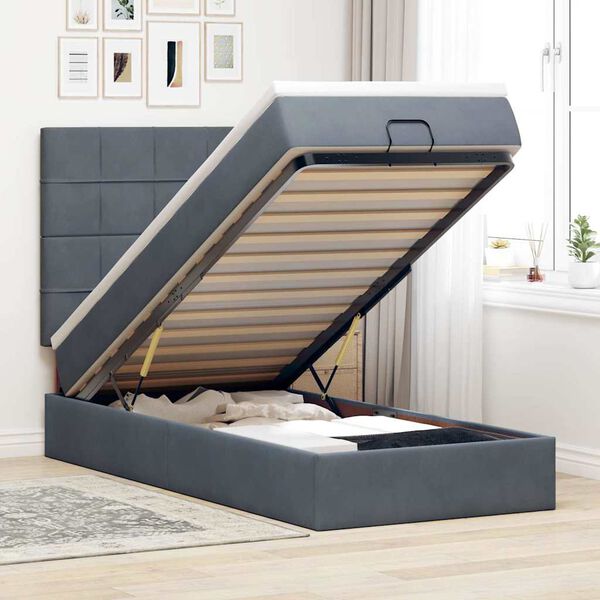 vidaXL Ottoman bed met matrassen en LED's 90x190cm fluweel donkergrijs