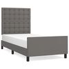 vidaXL Bedframe met hoofdbord kunstleer grijs 90x200 cm