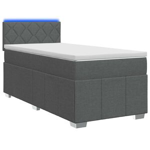 vidaXL Boxspring Bed met Matras en LED Donkergrijs 90 x 190 cm Stof