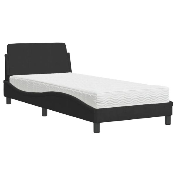 vidaXL Bed met matras "Dover" fluweel zwart 90x200 cm