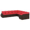 vidaXL 10-delige tuinbankset met kussens, bruin polyrotan