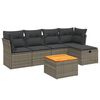 vidaXL 6-delige Loungeset met kussens poly rattan grijs