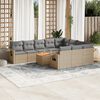 vidaXL 11-delige Tuinset met kussens poly rattan beige