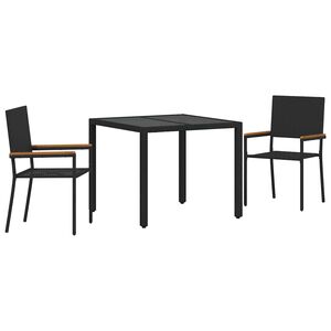 vidaXL Tuin eettafelset 3 st Zwart poly rattan