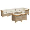 vidaXL 8-delige Loungeset met kussens poly rattan beige