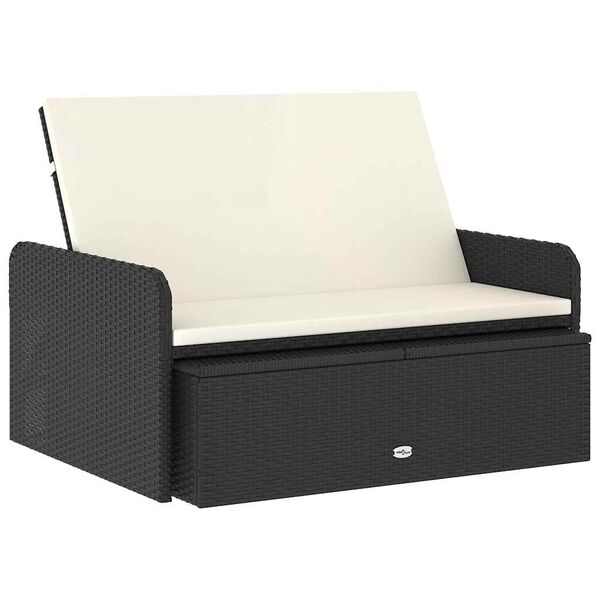 vidaXL 2-delige Loungeset met kussens poly rattan zwart