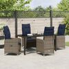 vidaXL Tafel en stoelen set met kussen 5 pcs Grijs PE Rattan