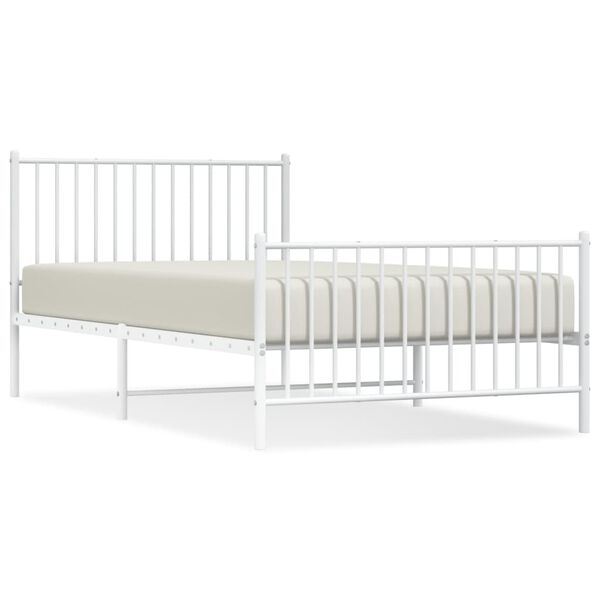 vidaXL Bedframe met hoofd- en voeteneinde metaal wit 107x203 cm