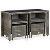 vidaXL 5-delige Tuinset met kussens poly rattan grijs