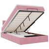 vidaXL Bed poef met matras en LED's 120x190 cm fluweel roze