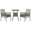 vidaXL Tuin eettafelset 3 pcs Grijs poly rattan
