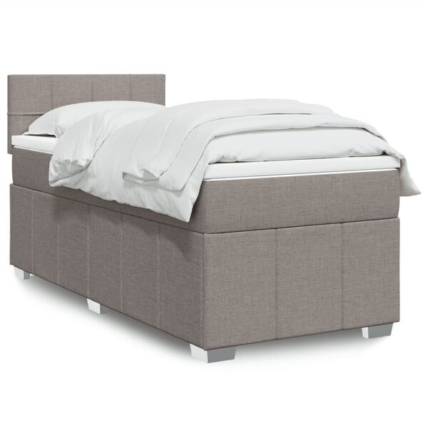 vidaXL Boxspring met matras stof taupe 80x200 cm
