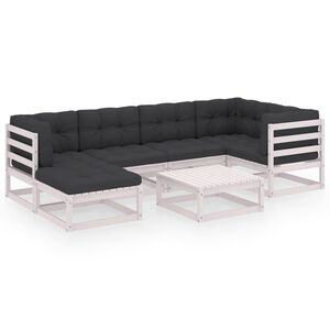 vidaXL 7-delige Loungeset met kussens massief grenenhout