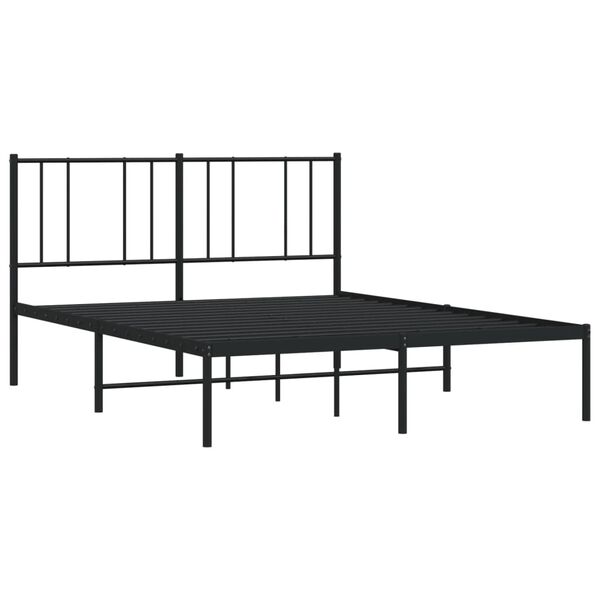 vidaXL Bedframe met hoofdbord metaal zwart 140x190 cm