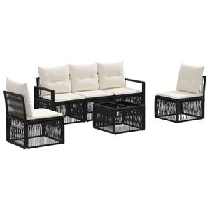 vidaXL Tuinbankenset 6 st Zwart poly rattan