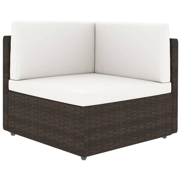 vidaXL 14-delige Loungeset met kussens poly rattan bruin