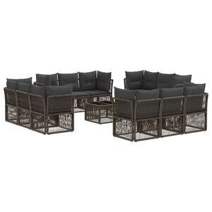 vidaXL Tuinbankenset 13 pcs Grijs poly rattan