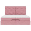 vidaXL Ottoman bed met matrassen 200x200cm fluweel roze
