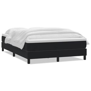 vidaXL Boxspring met matras fluweel zwart 160x210 cm