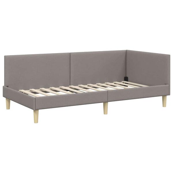 vidaXL Hoekbedframe met hoofdeinde Taupe 80 cm x 200 cm Fluweel
