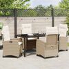 vidaXL Tuin eettafelset met kussen 5 pcs Beige poly rattan