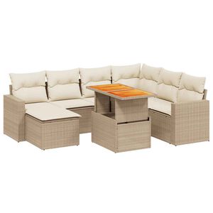 vidaXL 8-delige Loungeset met kussens poly rattan beige