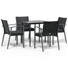 vidaXL 5-delige Tuinset met kussens poly rattan en staal