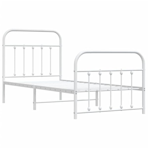 vidaXL Bedframe met hoofd- en voeteneinde metaal wit 90x200 cm