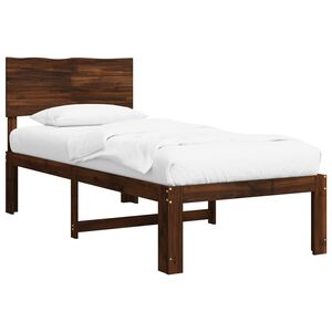 vidaXL Eenpersoonsbed met hoofdbord ROSTOCK Donkerbruin 90 x 200 cm
