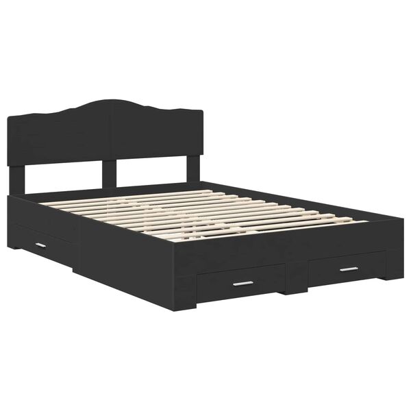 vidaXL Bedframe met hoofdeinde Zwart 150 x 200 cm Bewerkt hout