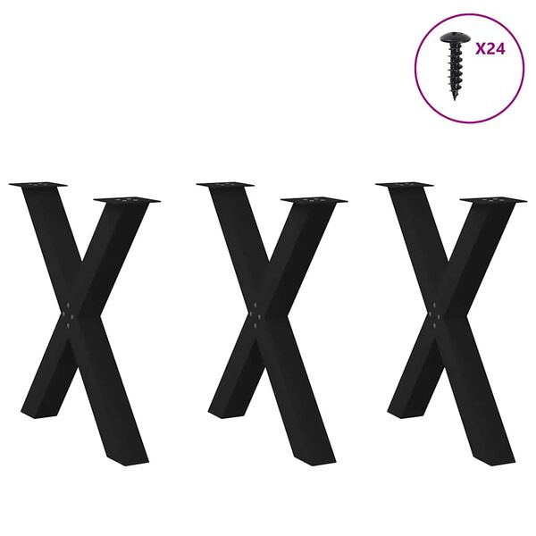 vidaXL Eettafelpoten 3 st X-vormig 80x(72-73) cm staal zwart
